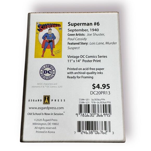 Superman #6 1940 Cover Poster Print 11 x 14 Sealed - Picture 2 of 2